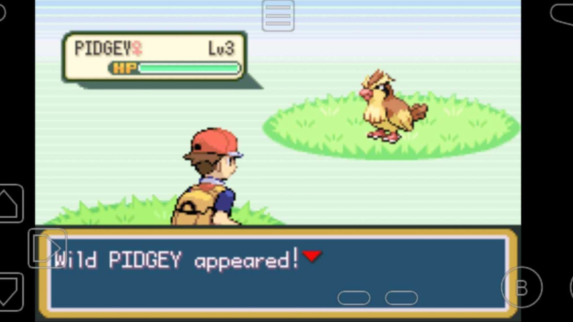 A player taking on a wild Pidgey in Pokemon Fire Red.