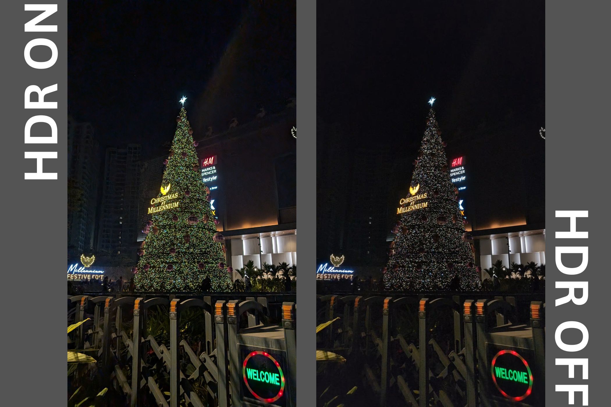 A real life HDR image comparison with HDR ON and OFF.