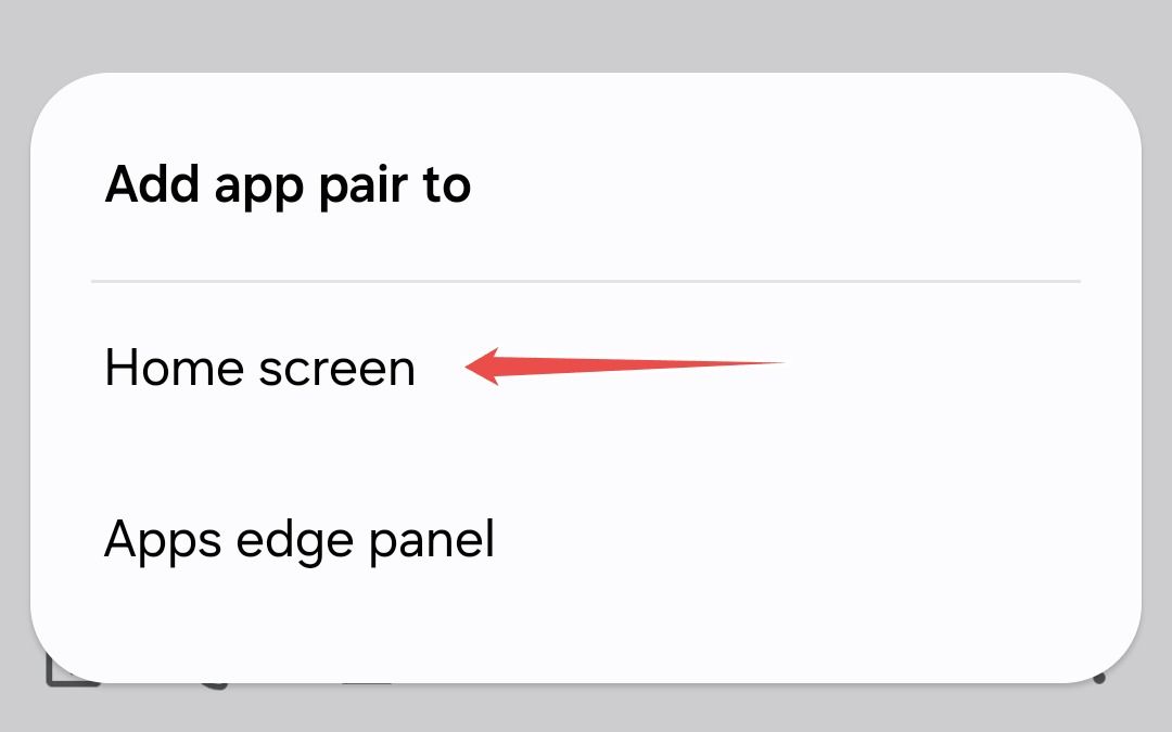 Add app pair to home screen on Samsung