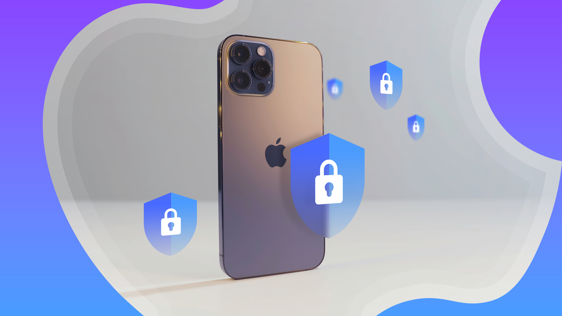 An iPhone with security shields around it.