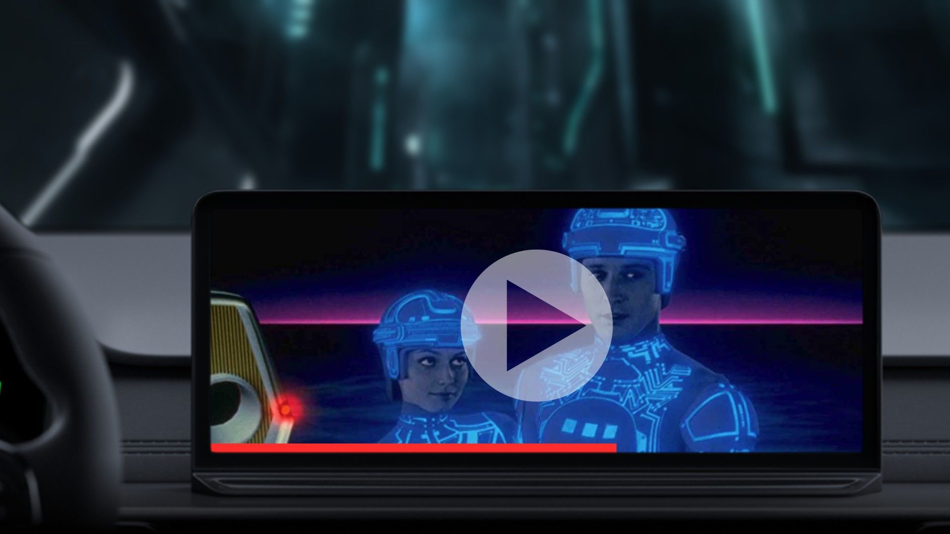 Android Auto screen with video playing.