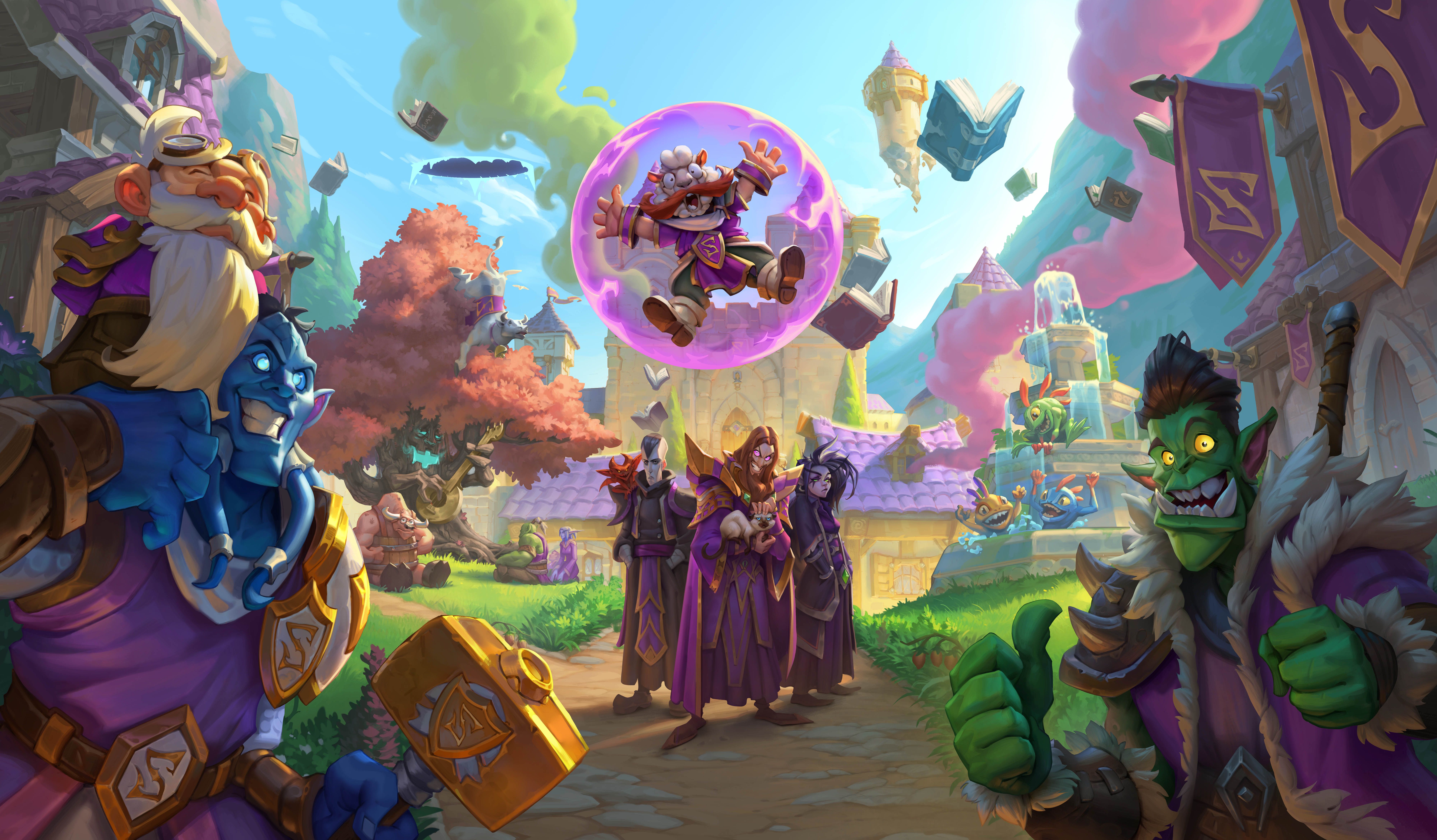 A cinematic still featuring characters from Hearthstone.
