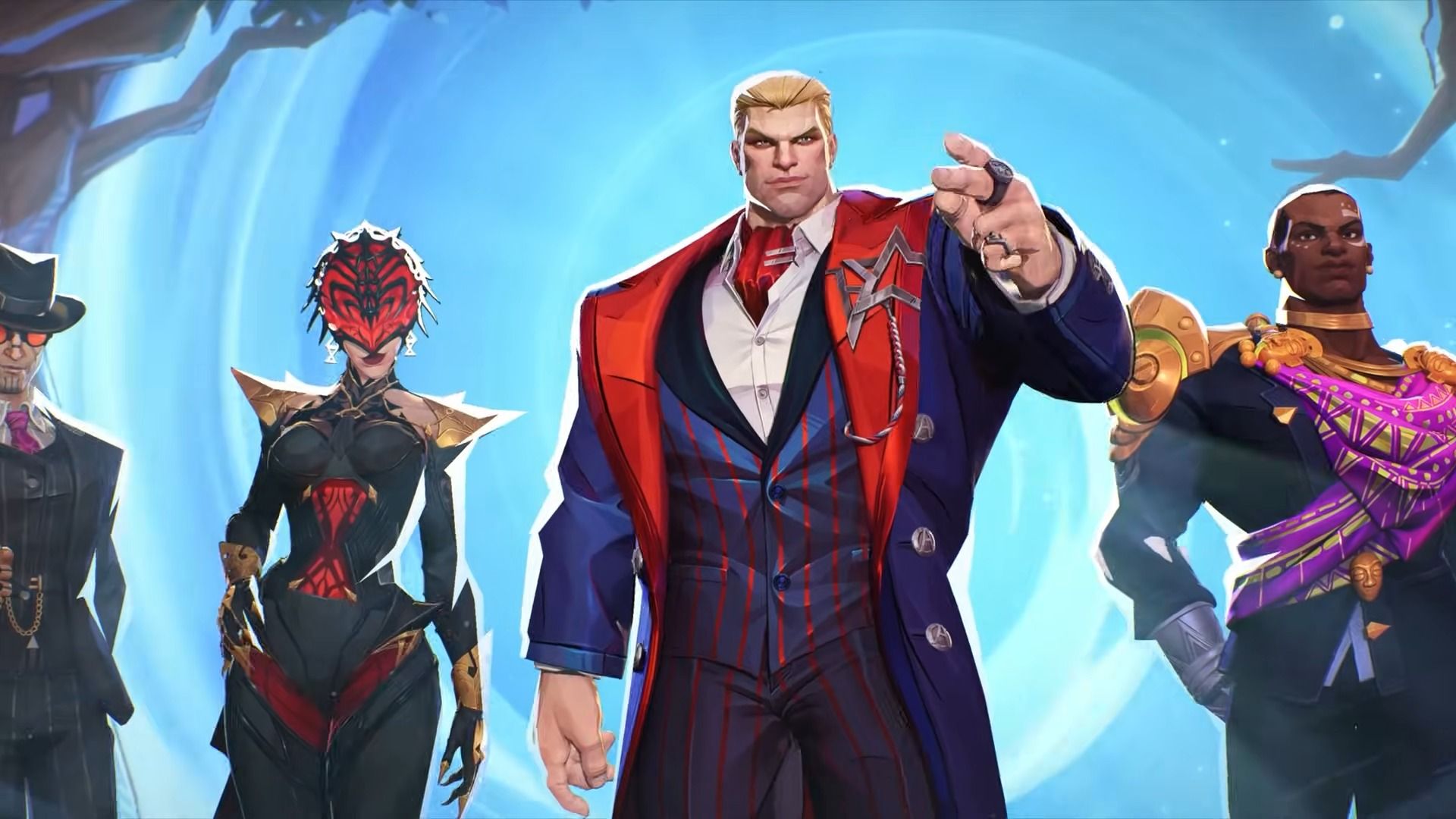 Captain America and other heroes at the Hellfire Gala in Marvel Rivals.