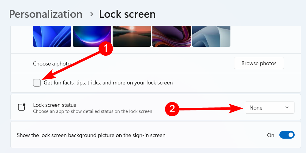 Disabling Lock Screen ads Windows 11.