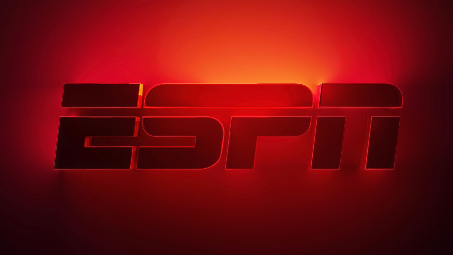 ESPN logo on a red background. 