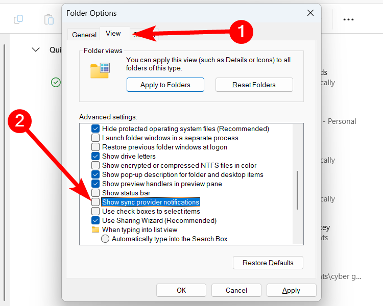Disabling File Explorer ads on Windows 11.