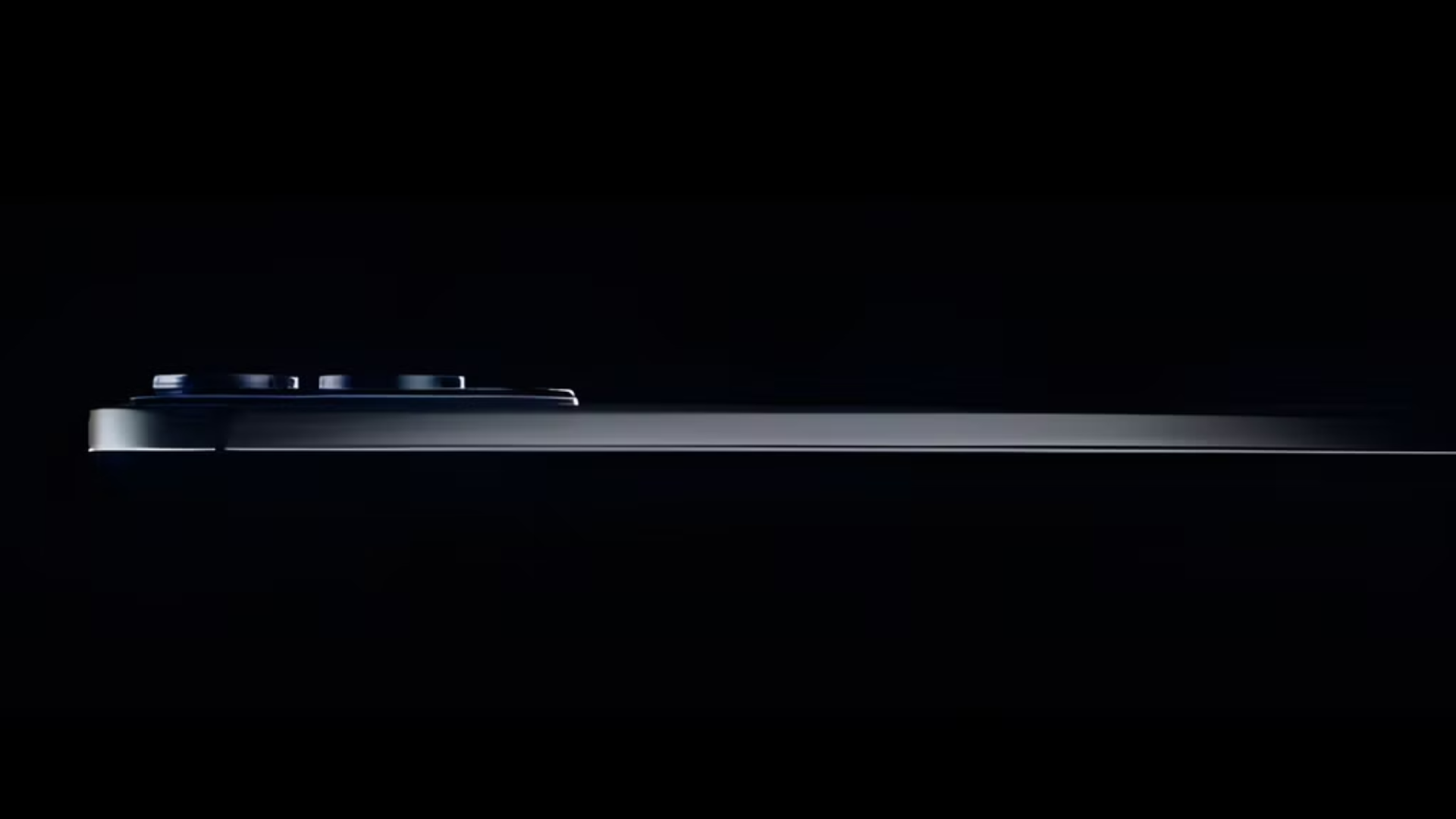 Galaxy S25 Edge's side profile on a black background.