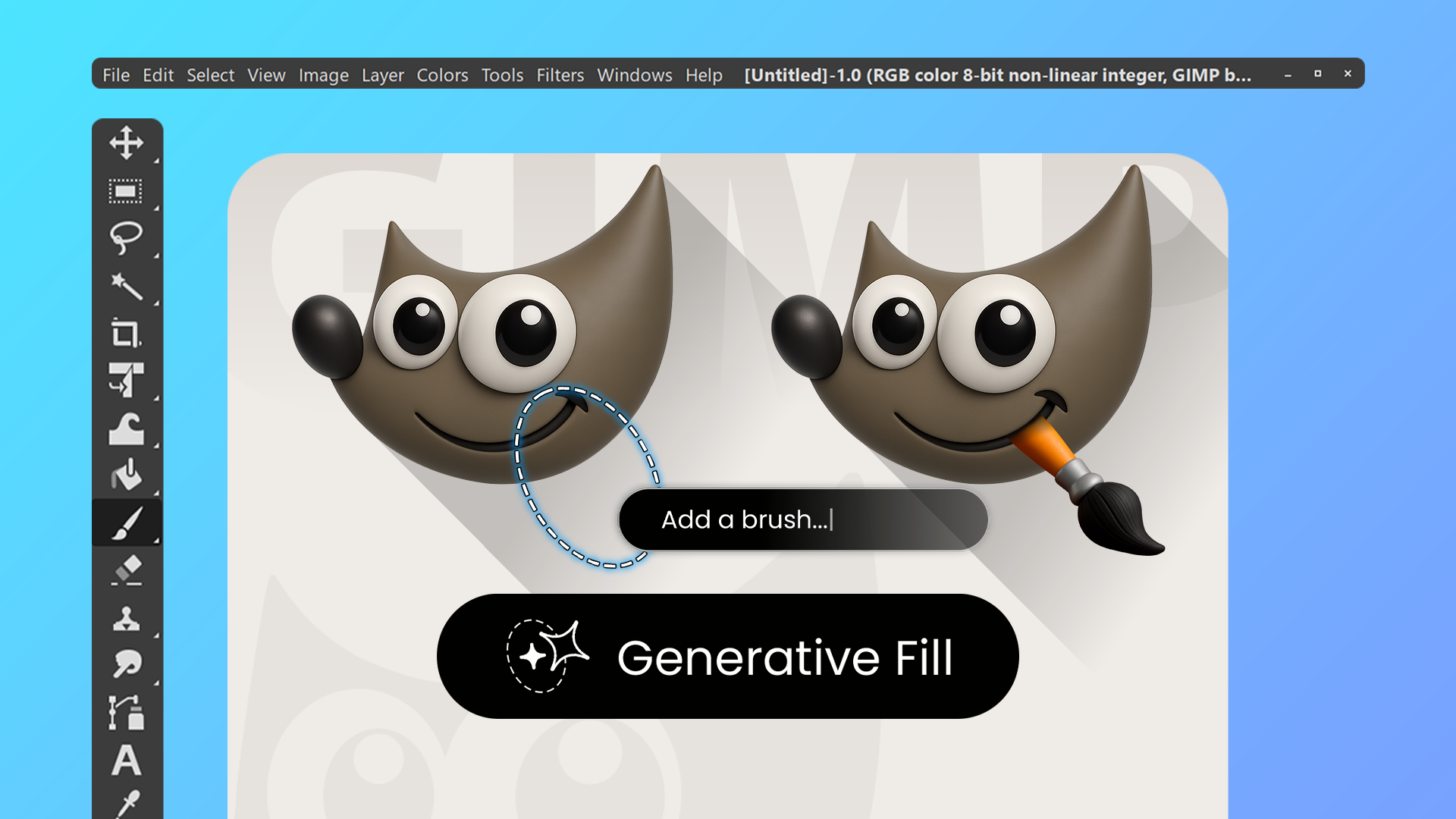 GIMP interface featuring a generative fill button.