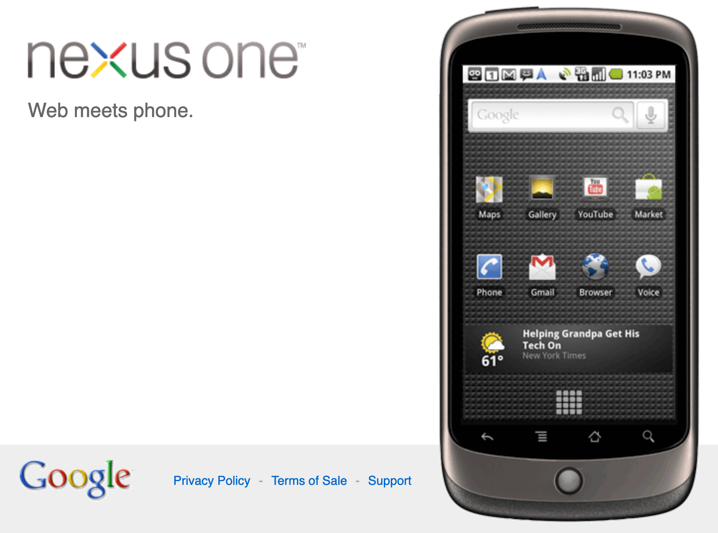 A screengrab of the Google Web Store showing the nexus one.