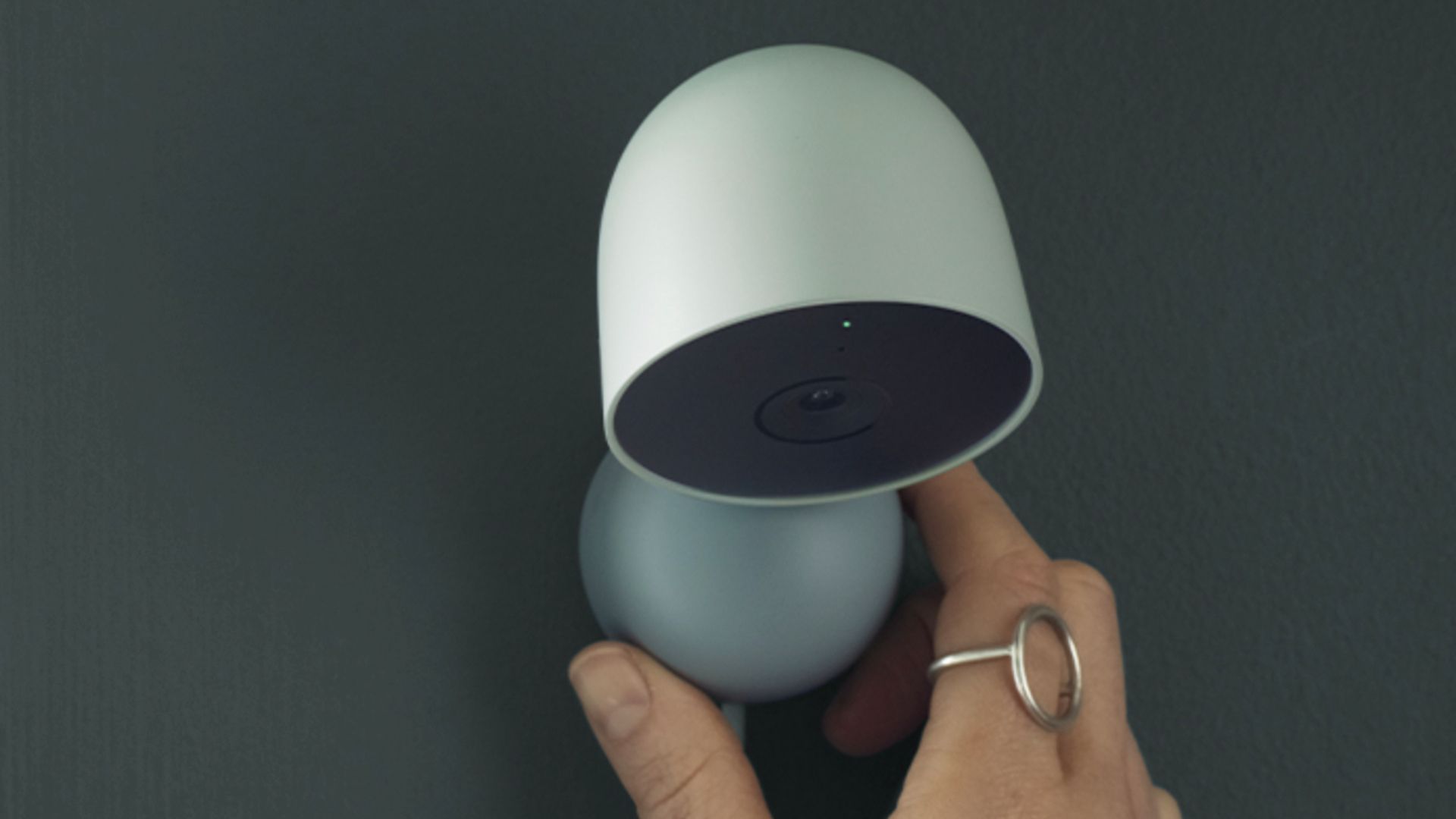 Google Nest cam on a wall.