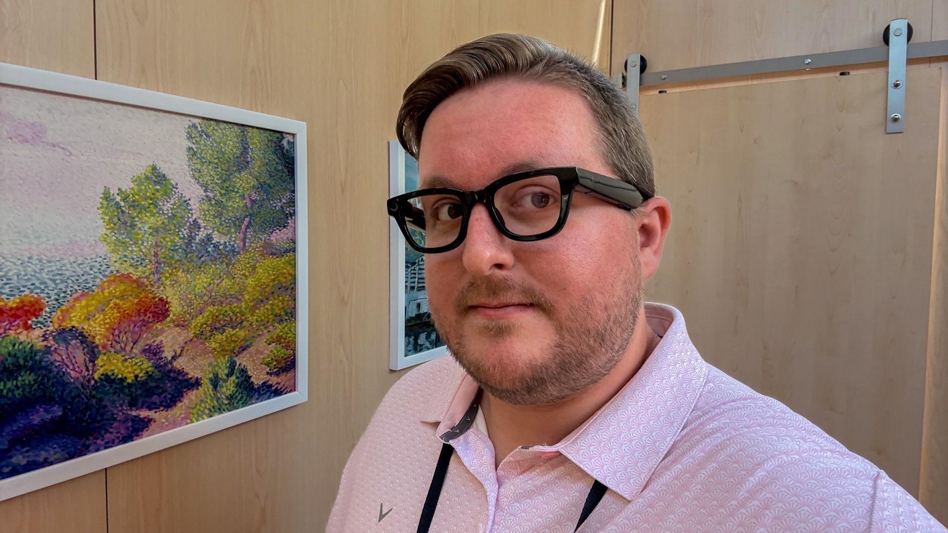 Person wearing the Google Android XR Glasses.