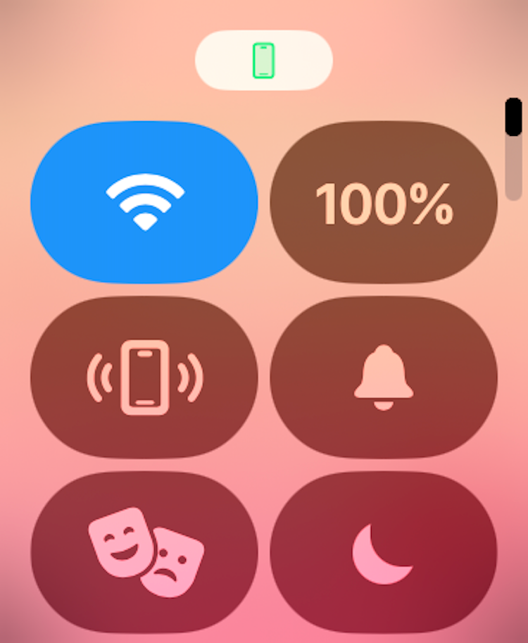 Ping my iPhone icon on the Control Center screen of an Apple Watch.