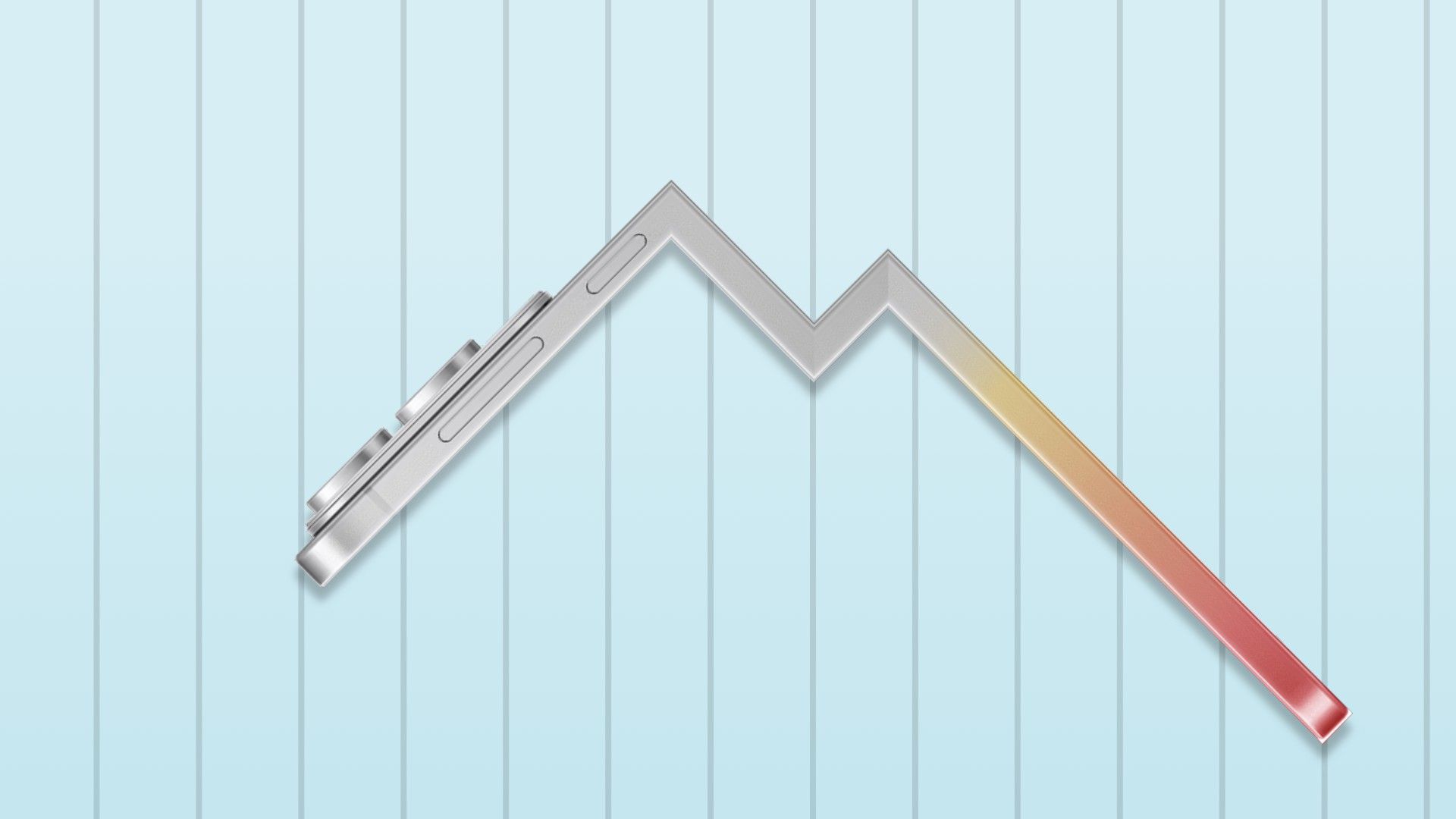 Galaxy S25 Edge in the shape of a declining line graph.