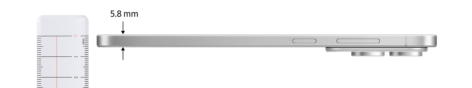 Samsung Galaxy S25 Edge next to a ruler.