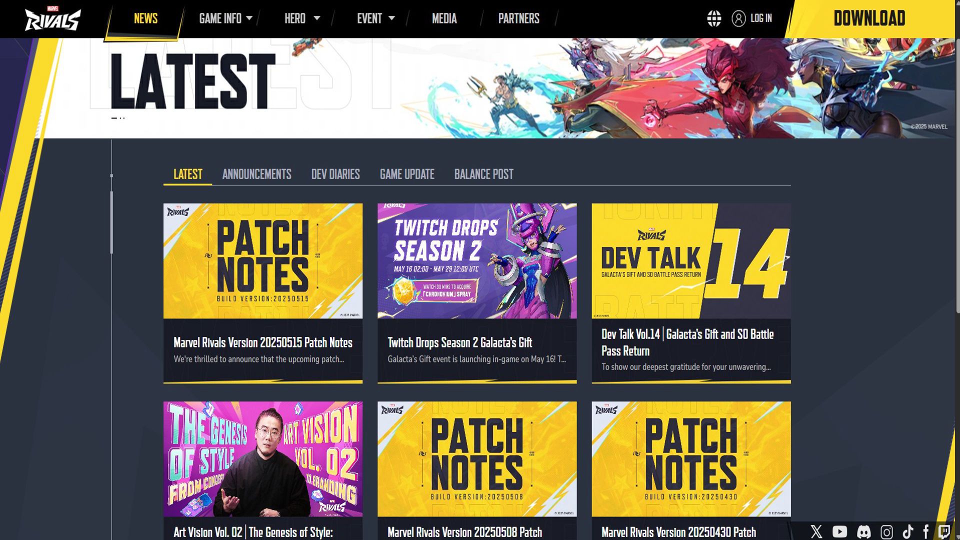 The latest Marvel Rivals news from the official website.