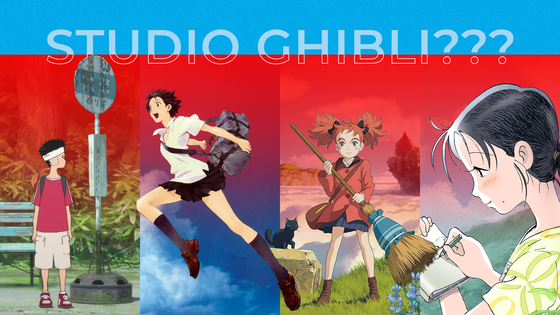 Some film covers with 'Studio Ghibli' written in the center.