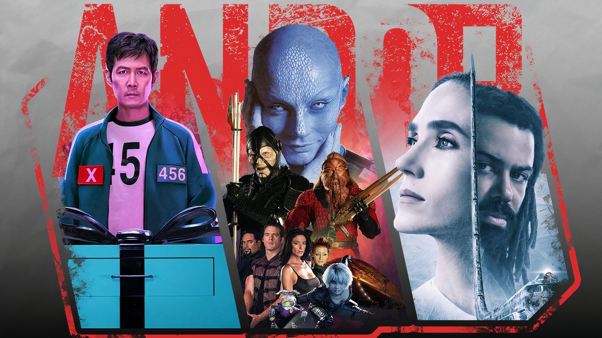 Some TV show covers with the Andor logo in the background.