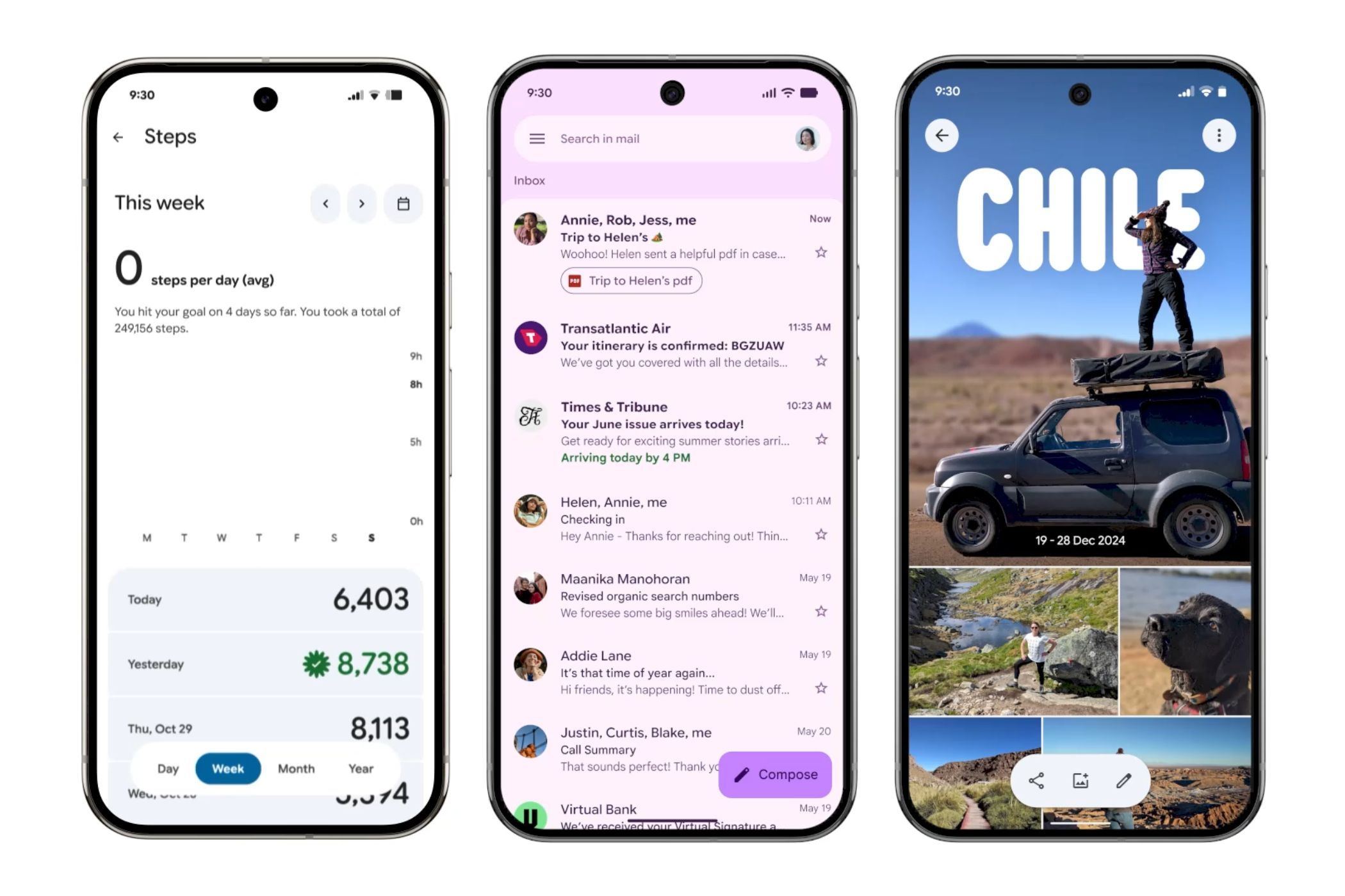 The new Material 3 Expressive design shown in some apps