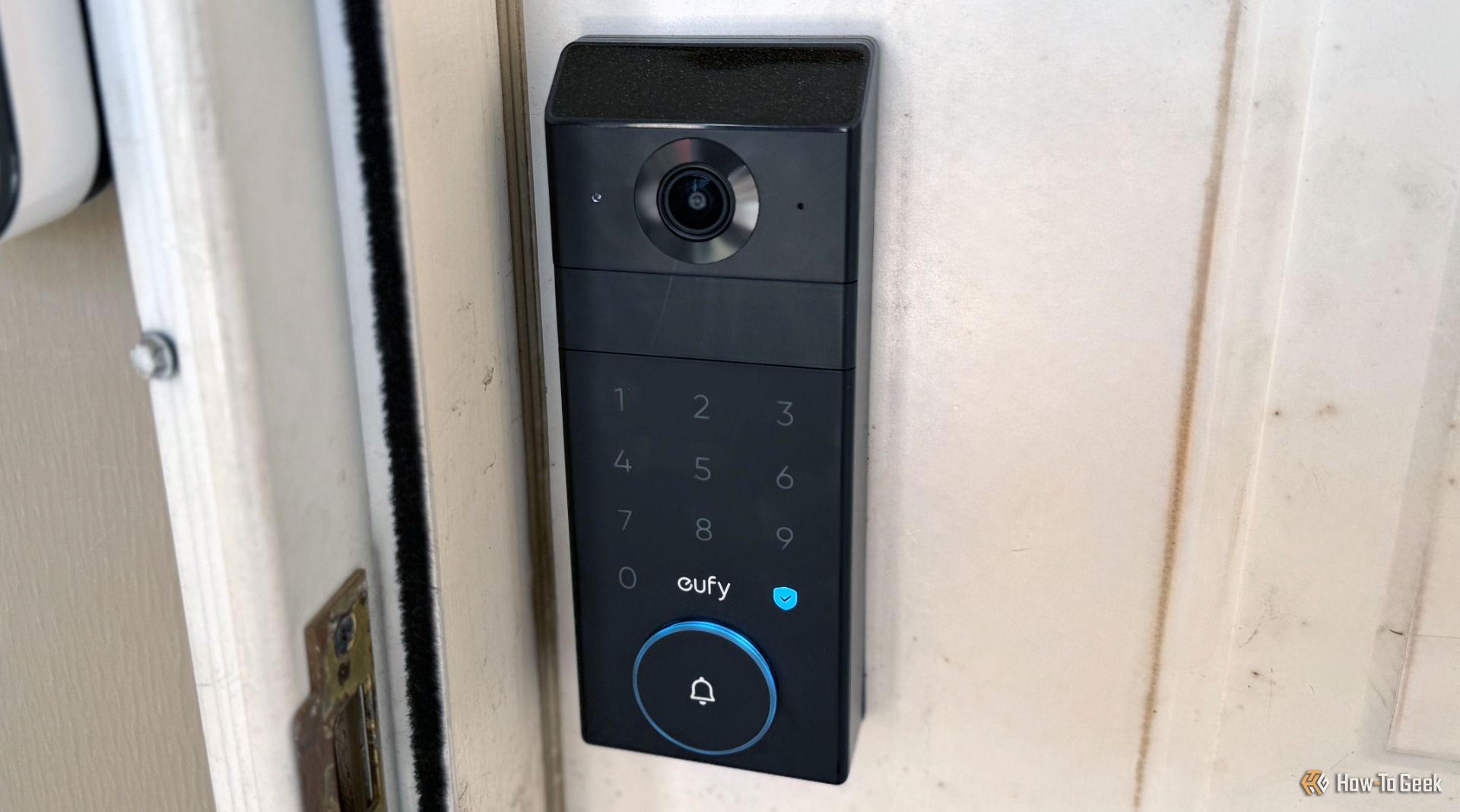 The Eufy Familock s3 max on a front door. 