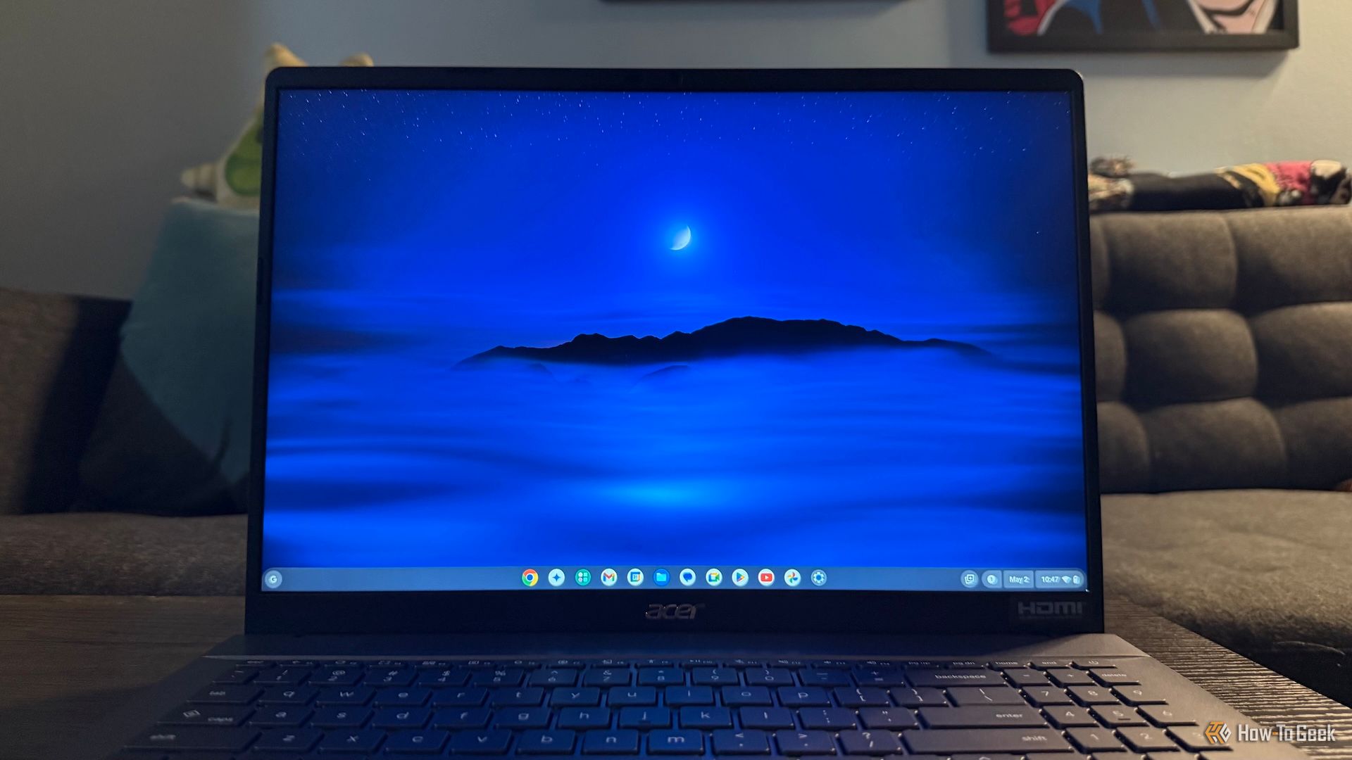 Close up of the Acer Chromebook Plus 516's screen and keyboard.