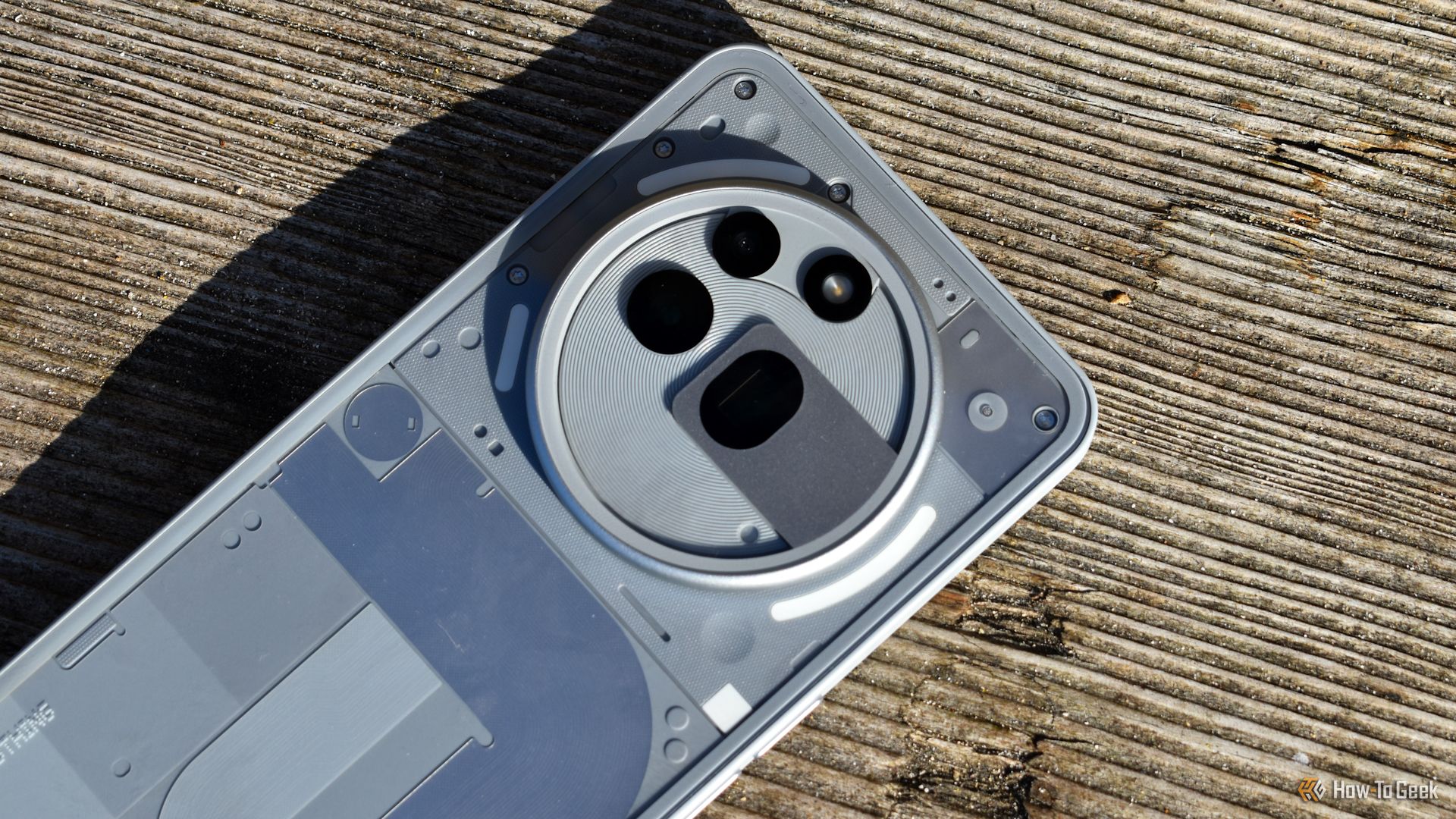 nothing phone 3a camera array top down outdoors.