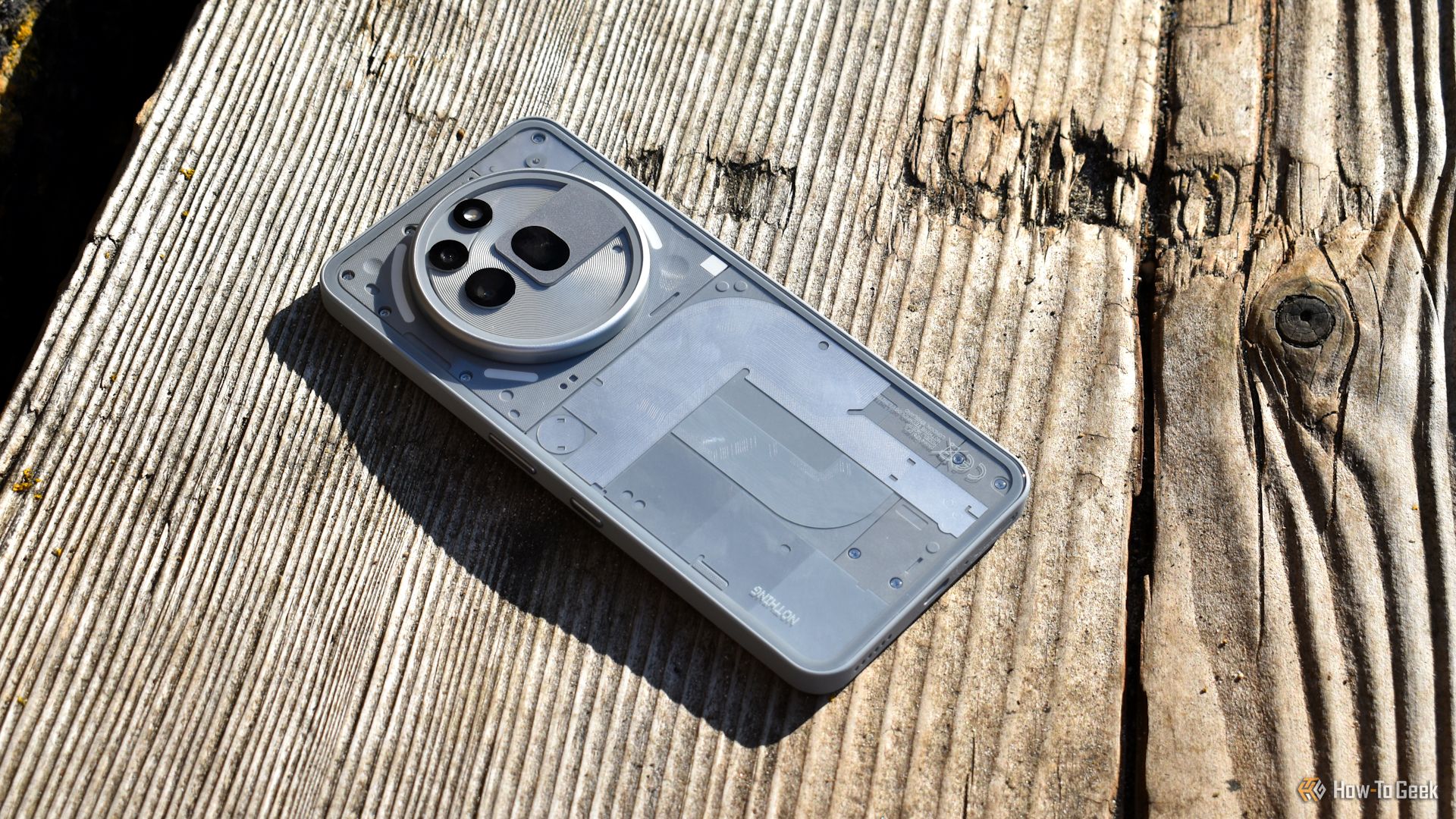 nothing phone 3a pro rear panel top down outdoors.