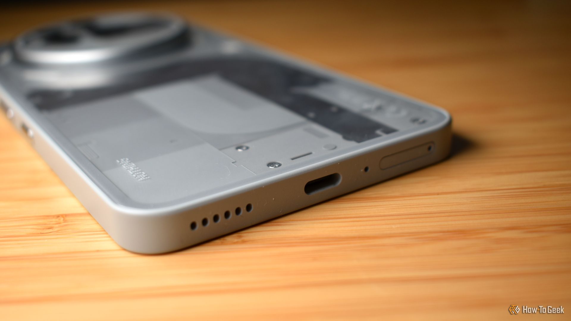 nothing phone 3a pro usb c charging port close up.